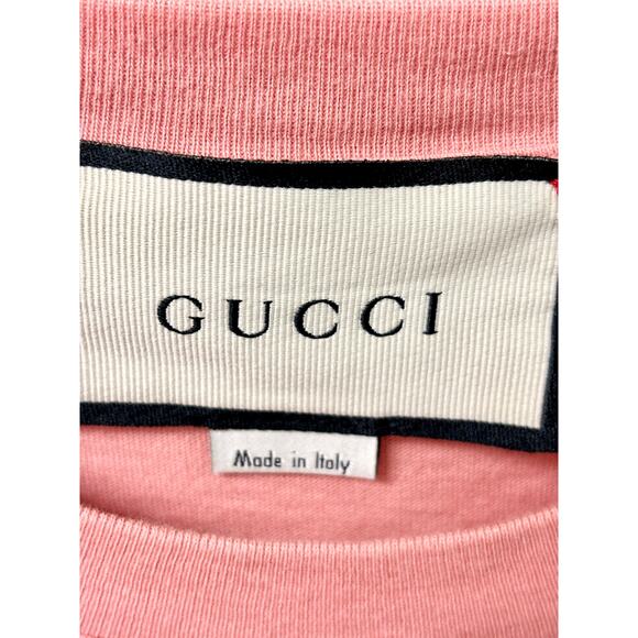 Gucci Logo Lamb Print Short Sleeve Round Neck Graphic T-Shirt Peach Women's S - Picture 4 of 5